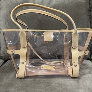 Salvatore Ferragamo Clear PVC Tote with Beige Leather Trim